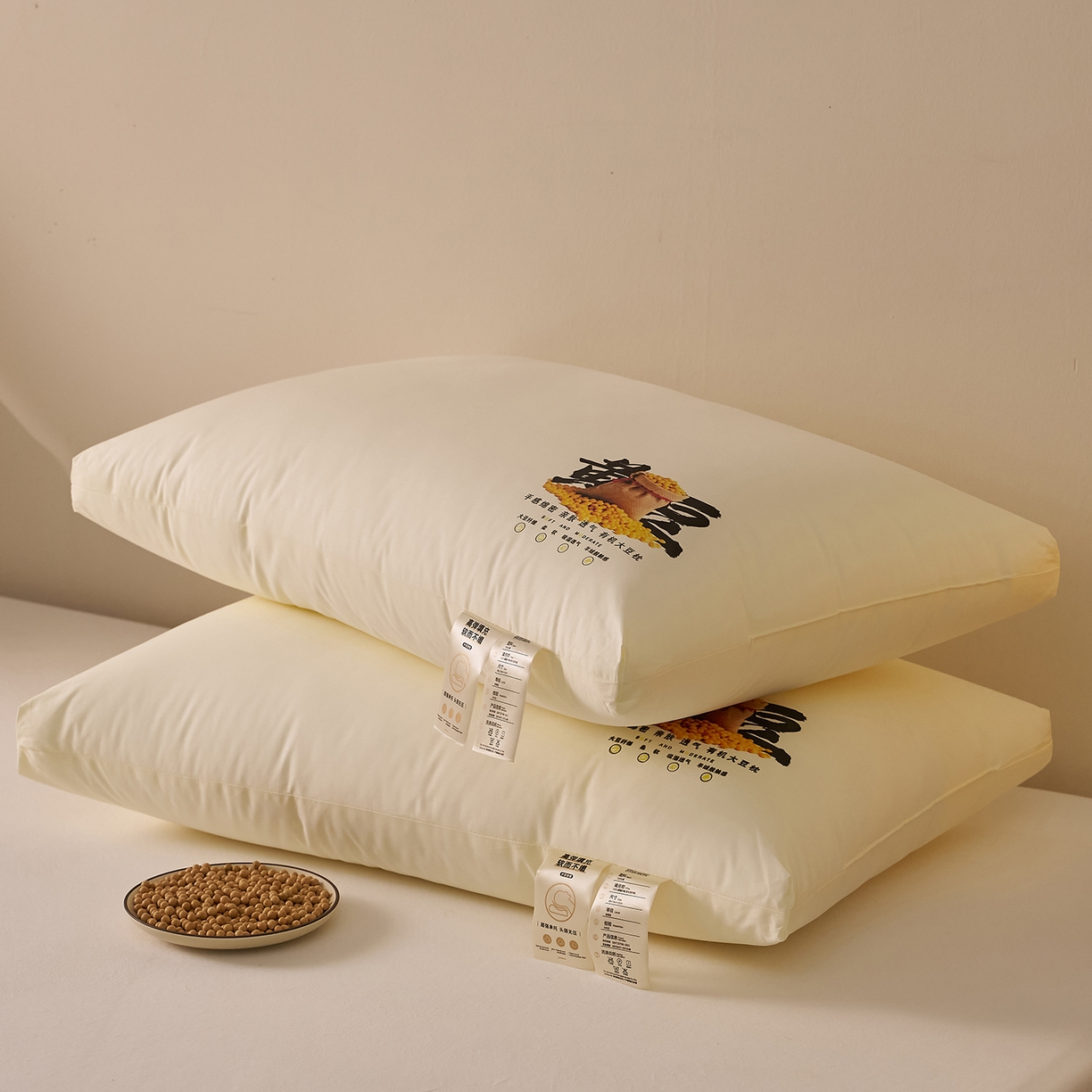 91家纺网 家纺一手货源 找家纺 乐可 2026新款A类全棉大豆枕酣然入梦黄豆枕枕头枕芯 酣然入梦黄豆枕-高