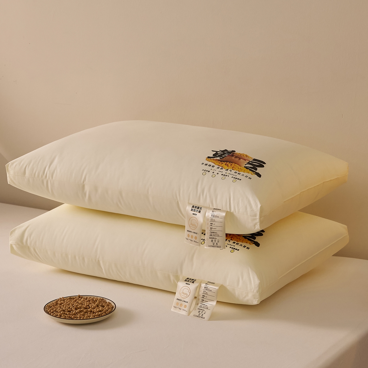 91家纺网 家纺一手货源 找家纺 乐可 2026新款A类全棉大豆枕酣然入梦黄豆枕枕头枕芯 酣然入梦黄豆枕-高
