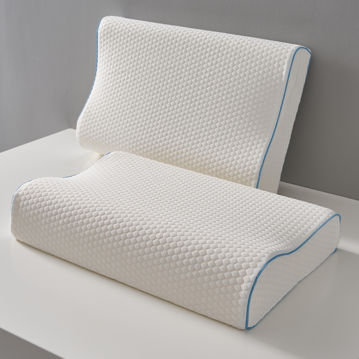 91家纺网 家纺一手货源 找家纺 乐可 2026新款慢回弹曲线水立方太空记忆枕枕头枕芯 水立方记忆枕-白