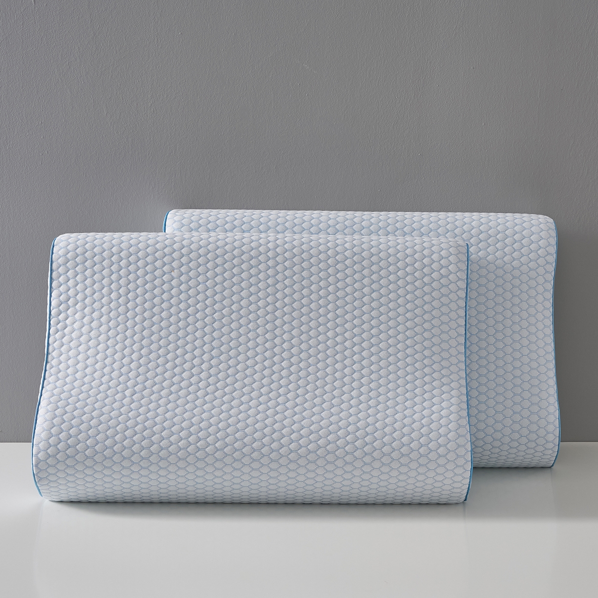 91家纺网 家纺一手货源 找家纺 乐可 2026新款慢回弹曲线水立方太空记忆枕枕头枕芯 水立方记忆枕-蓝