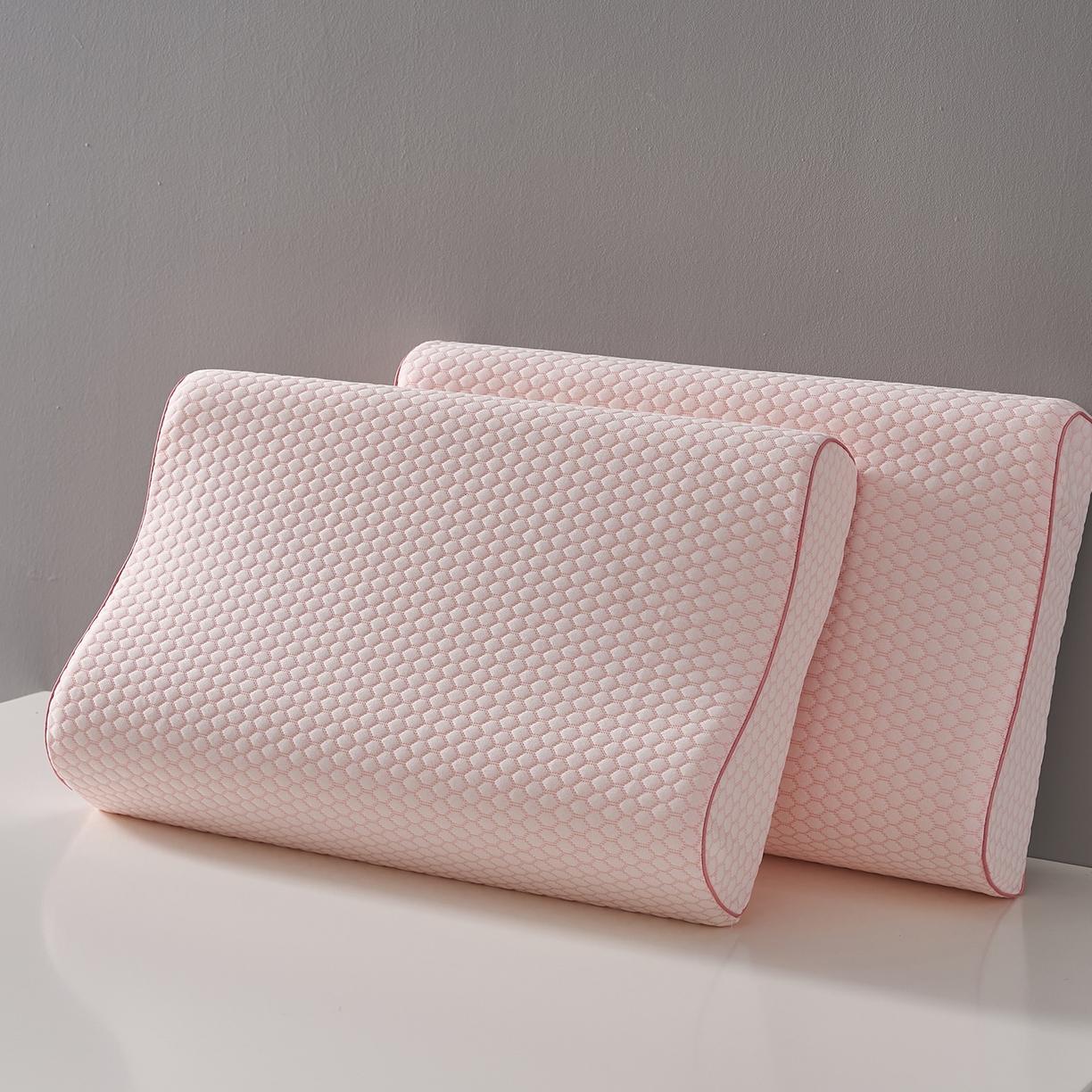 乐可 2026新款慢回弹曲线水立方太空记忆枕枕头枕芯 水立方记忆枕-粉