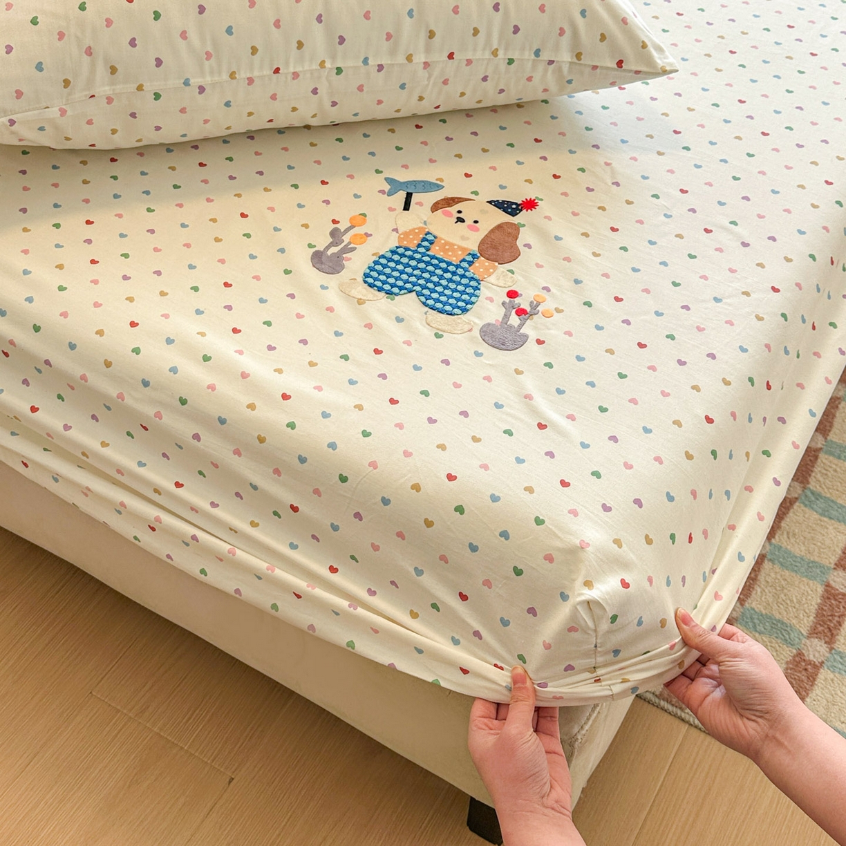 91家纺网 家纺一手货源 找家纺 （总）易辰美 2026新款13372全棉纯棉印花卡通床笠单品床笠单件单床笠