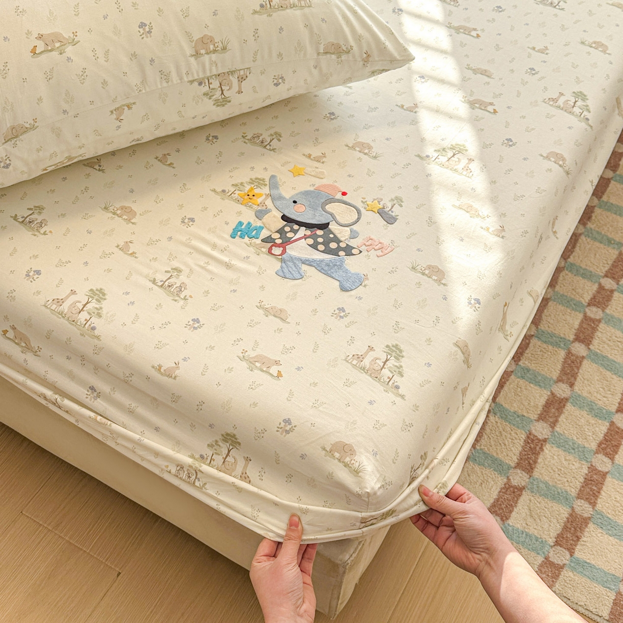 91家纺网 家纺一手货源 找家纺 （总）易辰美 2026新款13372全棉纯棉印花卡通床笠单品床笠单件单床笠