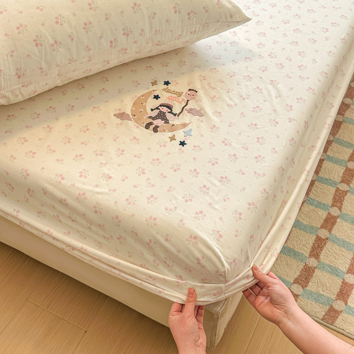 91家纺网 家纺一手货源 找家纺 （总）易辰美 2026新款13372全棉纯棉印花卡通床笠单品床笠单件单床笠