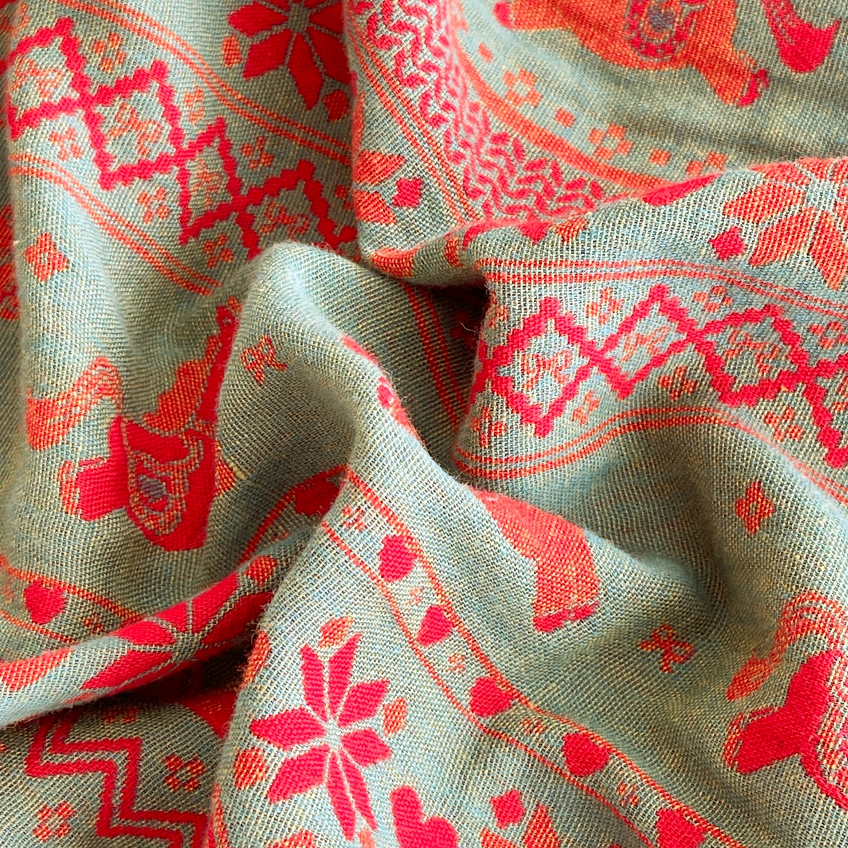 91家纺网 家纺一手货源 找家纺 春皖家纺 2026新款全棉色织双层纱提花百福系列拉链款-单被套 绿绝影