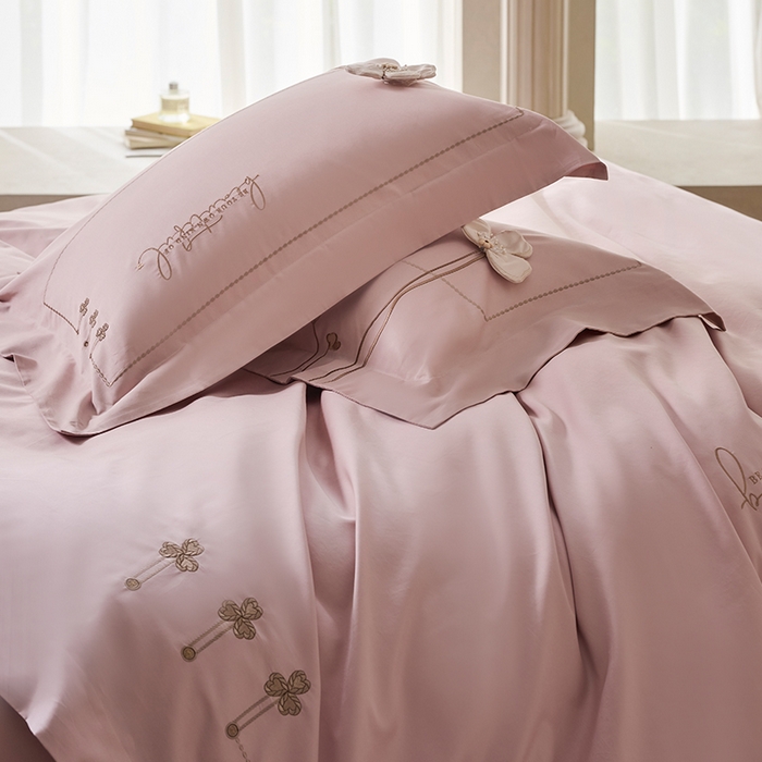 91家纺网 家纺一手货源 找家纺 （总）诗黛尔 2026春夏新款长绒棉刺绣洛薇尔系列四件套（会员-20）