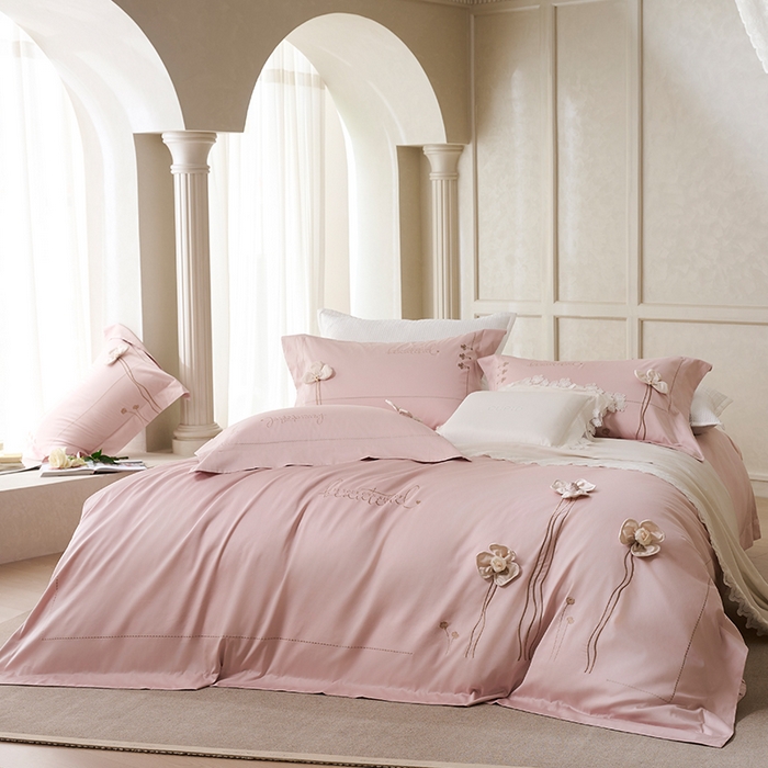 91家纺网 家纺一手货源 找家纺 （总）诗黛尔 2026春夏新款提花长绒棉拼接刺绣四件套格蕾丝系列（会员-20）