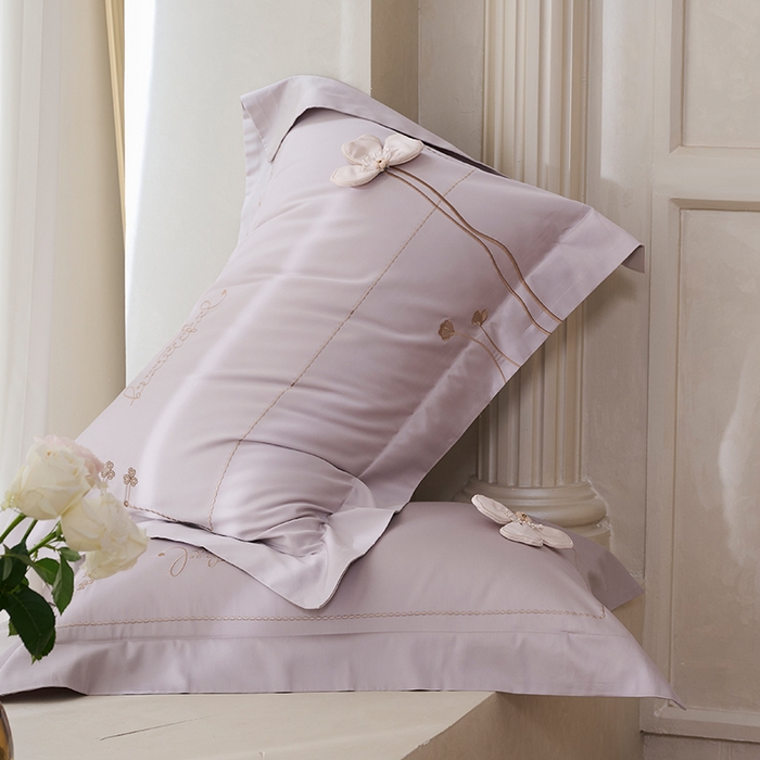 91家纺网 家纺一手货源 找家纺 诗黛尔 2026春夏新款长绒棉刺绣洛薇尔系列四件套（会员-20） 洛薇尔 都市灰