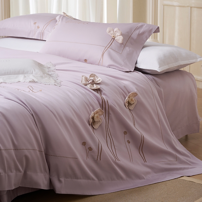 91家纺网 家纺一手货源 找家纺 诗黛尔 2026春夏新款长绒棉刺绣洛薇尔系列四件套（会员-20） 洛薇尔 圣女紫