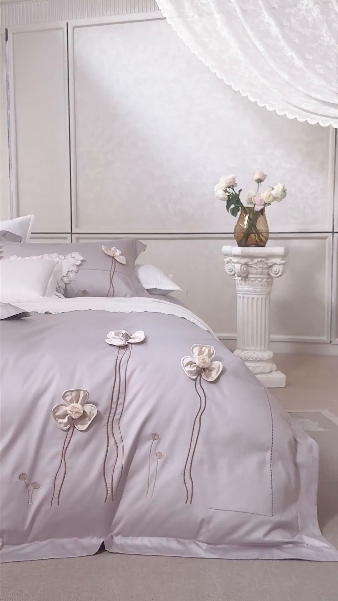 91家纺网 家纺一手货源 找家纺 诗黛尔 2026春夏新款长绒棉刺绣洛薇尔系列四件套（会员-20） 洛薇尔 圣女紫