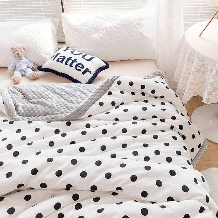 91家纺网 家纺一手货源 找家纺 （总）十九色 2024新款双人全棉夹棉安抚豆豆毯豆豆被