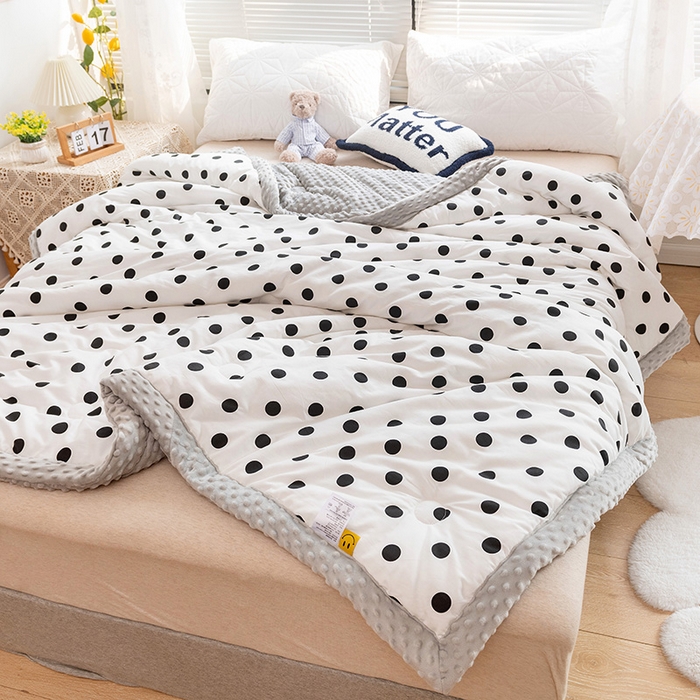 91家纺网 家纺一手货源 找家纺 （总）十九色 2024新款双人全棉夹棉安抚豆豆毯豆豆被