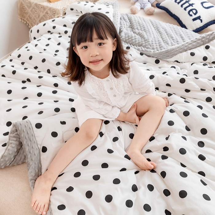 91家纺网 家纺一手货源 找家纺 （总）十九色 2024新款双人全棉夹棉安抚豆豆毯豆豆被