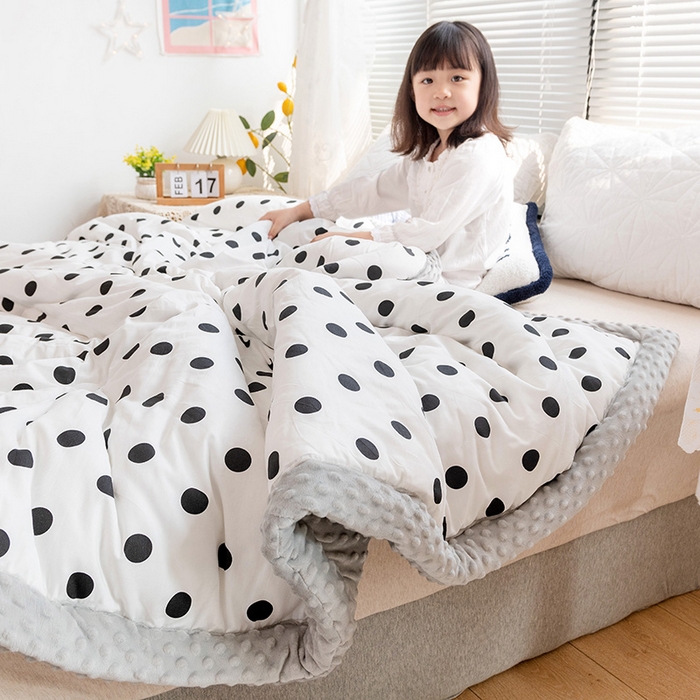 91家纺网 家纺一手货源 找家纺 （总）十九色 2024新款双人全棉夹棉安抚豆豆毯豆豆被