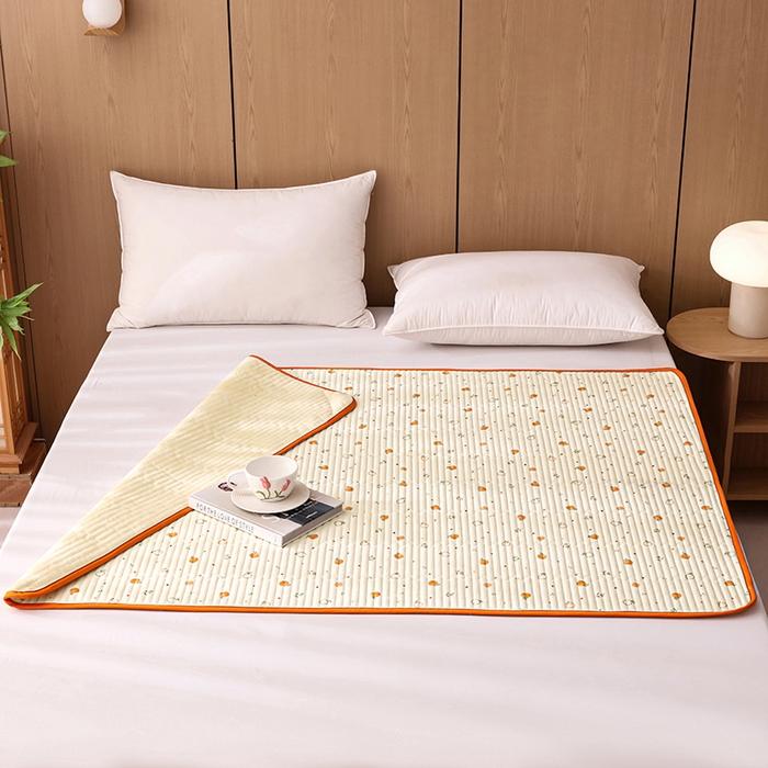 91家纺网 家纺一手货源 找家纺 永旺家纺 2026新款四季可用A面全棉B面宝宝绒全棉纯棉双层纱防水隔尿垫垫子系列 心想事橙