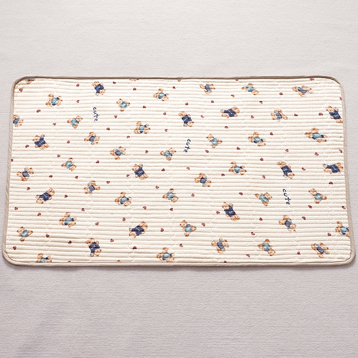 91家纺网 家纺一手货源 找家纺 永旺家纺 2026新款四季可用A面全棉B面宝宝绒全棉纯棉双层纱防水隔尿垫垫子系列 爱心熊