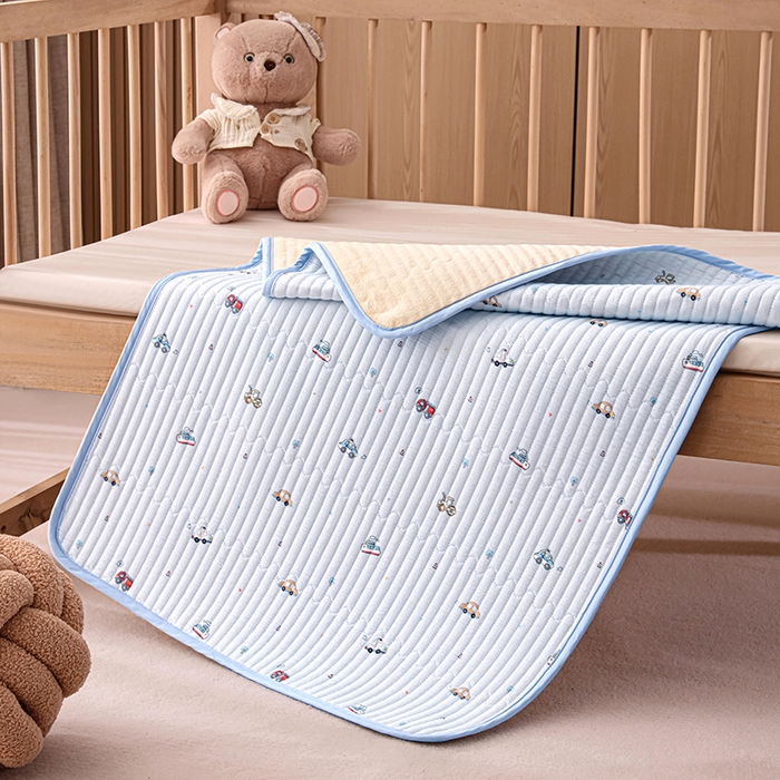 91家纺网 家纺一手货源 找家纺 永旺家纺 2026新款四季可用A面全棉B面宝宝绒全棉纯棉双层纱防水隔尿垫垫子系列 汽车乐园