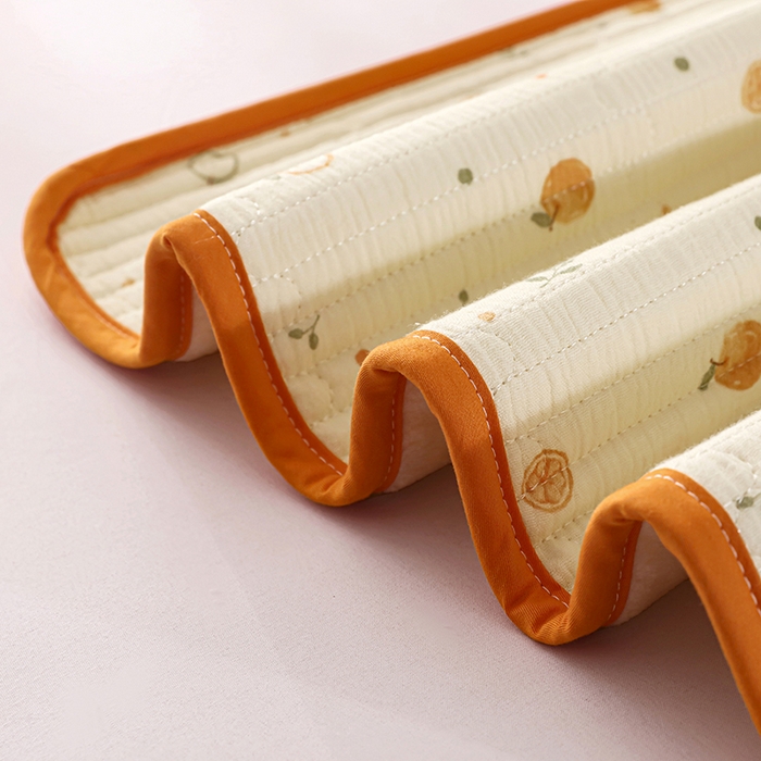 91家纺网 家纺一手货源 找家纺 永旺家纺 2026新款四季可用A面全棉B面宝宝绒全棉纯棉双层纱防水隔尿垫垫子系列 心想事橙