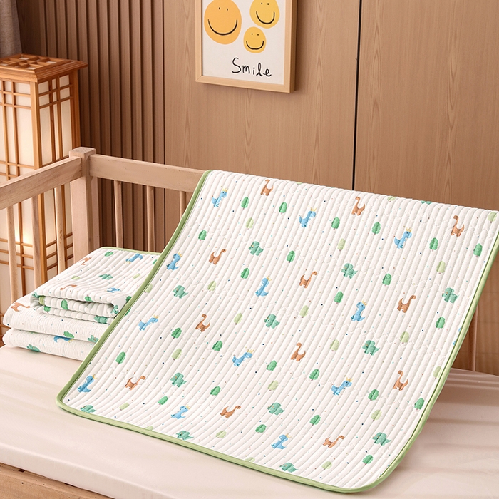 91家纺网 家纺一手货源 找家纺 永旺家纺 2026新款四季可用A面全棉B面宝宝绒全棉纯棉双层纱防水隔尿垫垫子系列 恐龙乐园