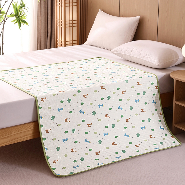 91家纺网 家纺一手货源 找家纺 永旺家纺 2026新款四季可用A面全棉B面宝宝绒全棉纯棉双层纱防水隔尿垫垫子系列 恐龙乐园