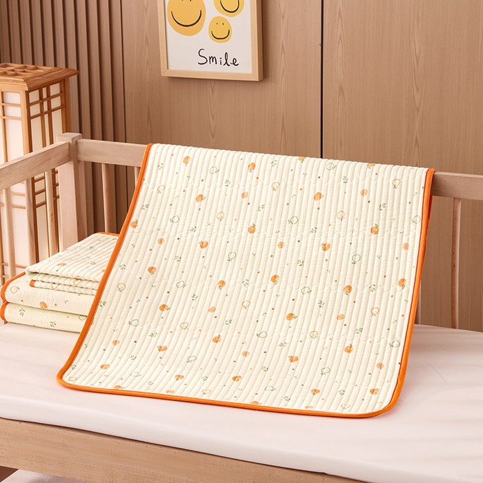 91家纺网 家纺一手货源 找家纺 永旺家纺 2026新款四季可用A面全棉B面宝宝绒全棉纯棉双层纱防水隔尿垫垫子系列 心想事橙