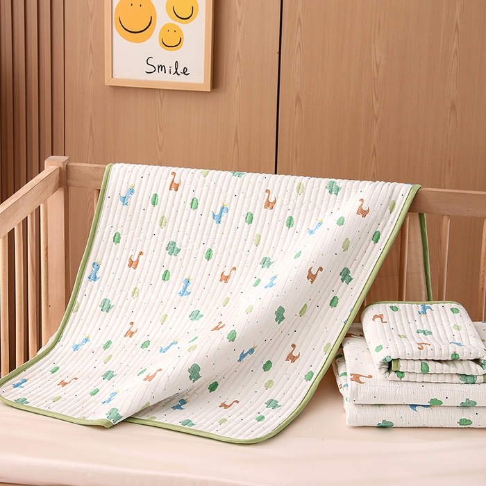 91家纺网 家纺一手货源 找家纺 永旺家纺 2026新款四季可用A面全棉B面宝宝绒全棉纯棉双层纱防水隔尿垫垫子系列 恐龙乐园