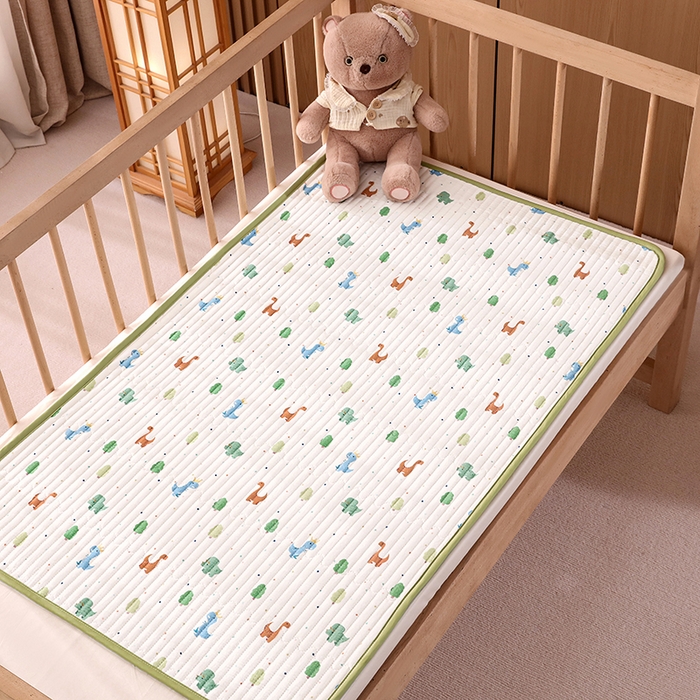 91家纺网 家纺一手货源 找家纺 永旺家纺 2026新款四季可用A面全棉B面宝宝绒全棉纯棉双层纱防水隔尿垫垫子系列 恐龙乐园