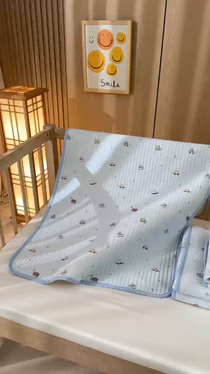 91家纺网 家纺一手货源 找家纺 永旺家纺 2026新款四季可用A面全棉B面宝宝绒全棉纯棉双层纱防水隔尿垫垫子系列 汽车乐园