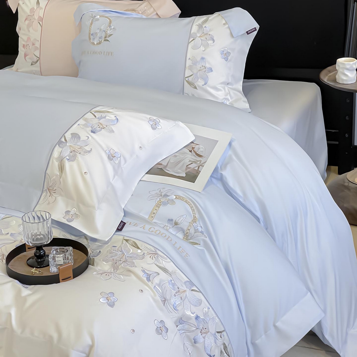 91家纺网 家纺一手货源 找家纺 （总） 2026新款特供款A类长绒棉纯棉四件套100全棉少女心刺绣被套床单床笠床上用品