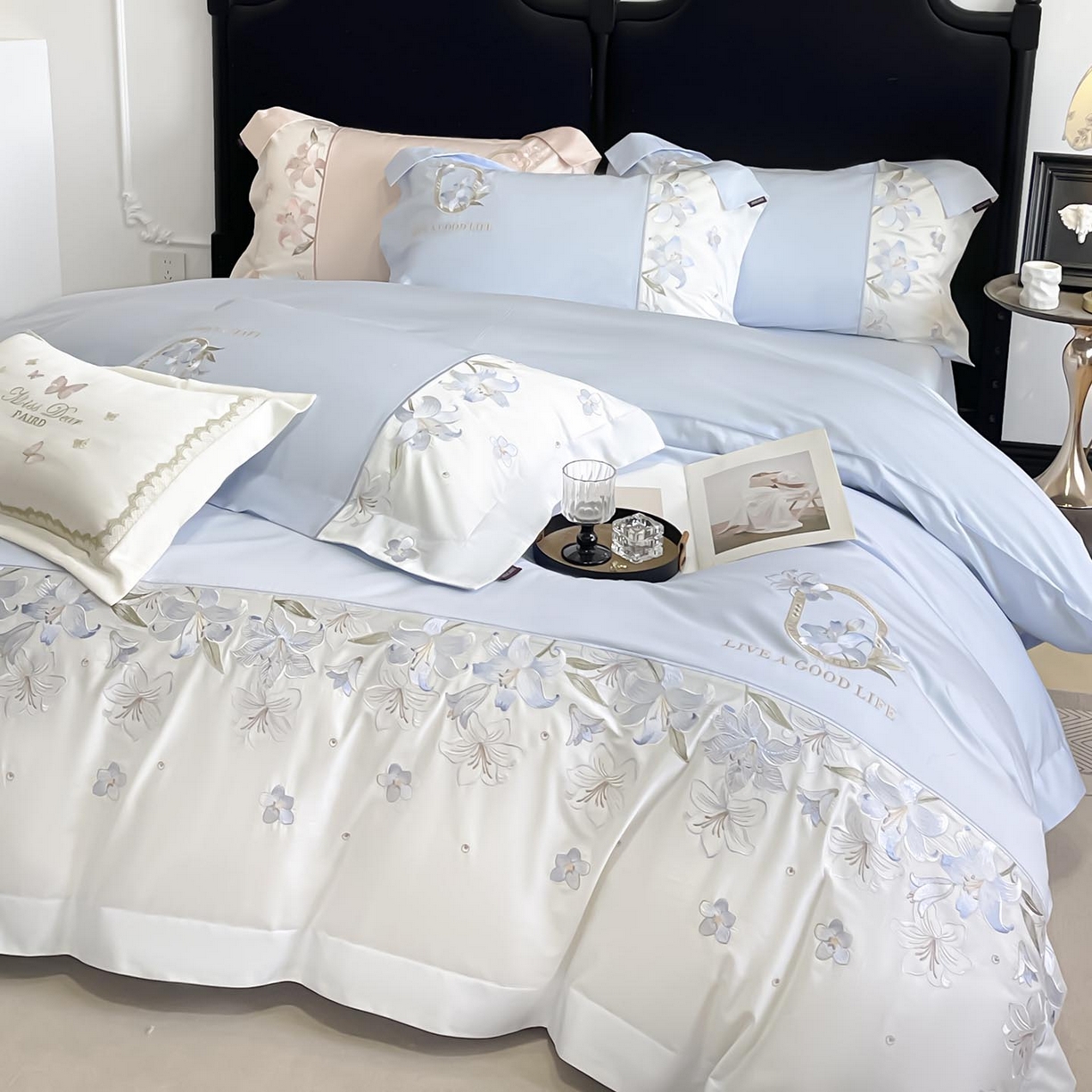 91家纺网 家纺一手货源 找家纺 （总） 2026新款特供款A类长绒棉纯棉四件套100全棉少女心刺绣被套床单床笠床上用品