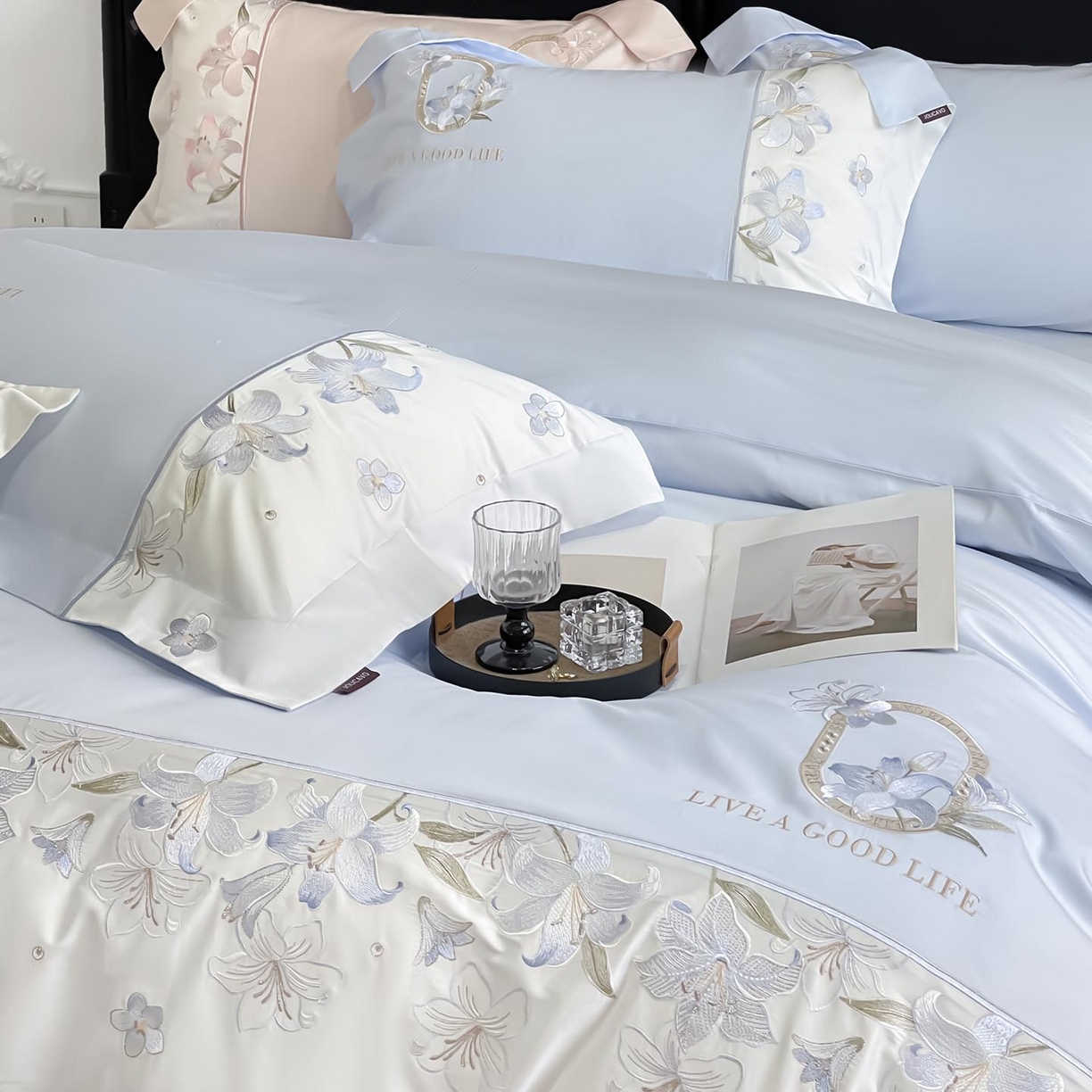 91家纺网 家纺一手货源 找家纺 （总） 2026新款特供款A类长绒棉纯棉四件套100全棉少女心刺绣被套床单床笠床上用品