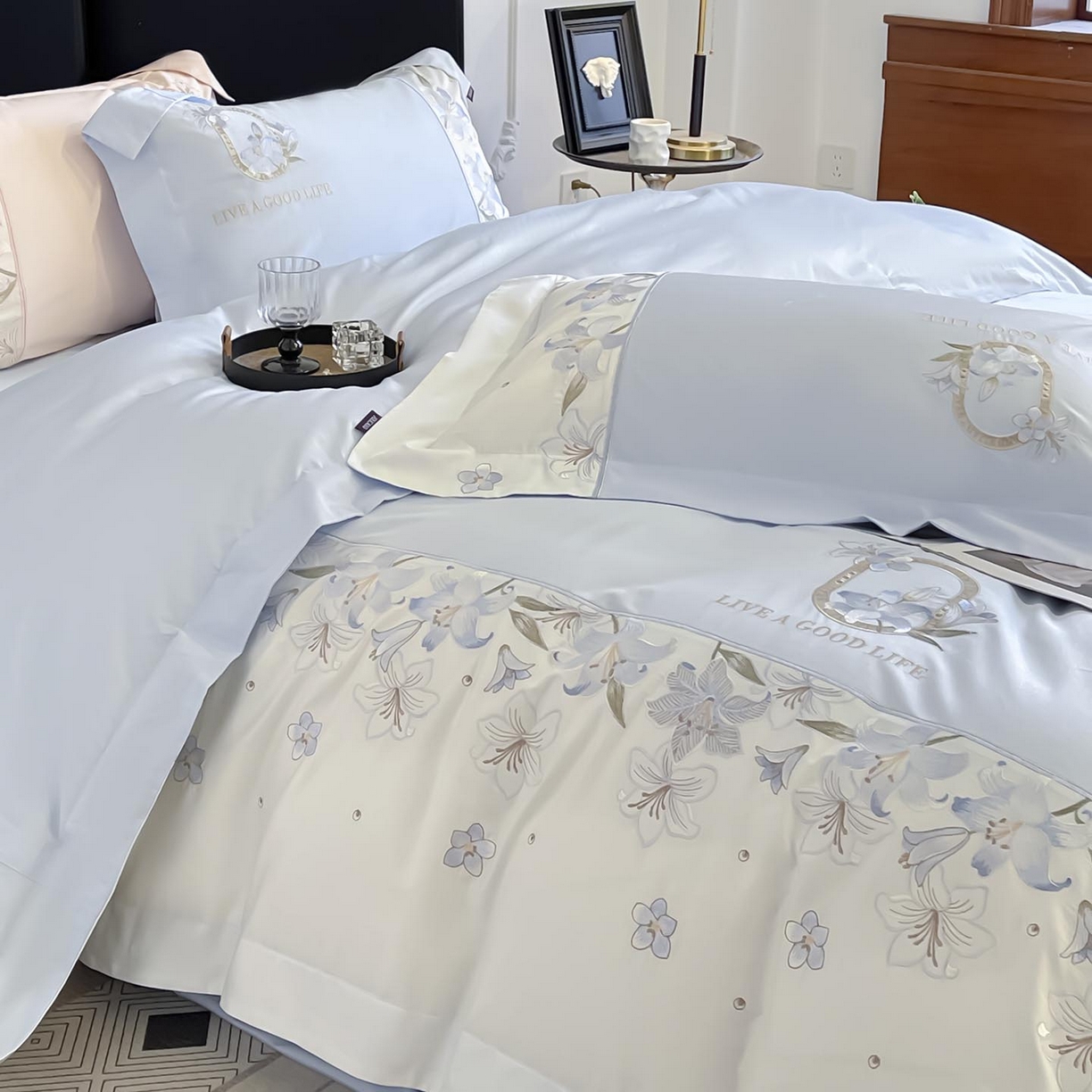 91家纺网 家纺一手货源 找家纺 （总） 2026新款特供款A类长绒棉纯棉四件套100全棉少女心刺绣被套床单床笠床上用品