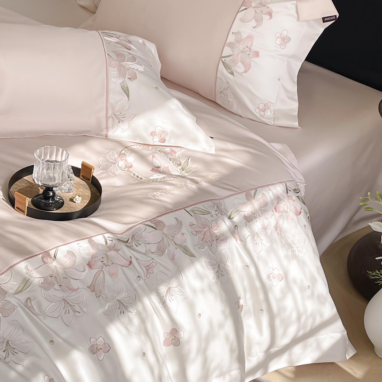 91家纺网 家纺一手货源 找家纺 （总） 2026新款特供款A类长绒棉纯棉四件套100全棉少女心刺绣被套床单床笠床上用品