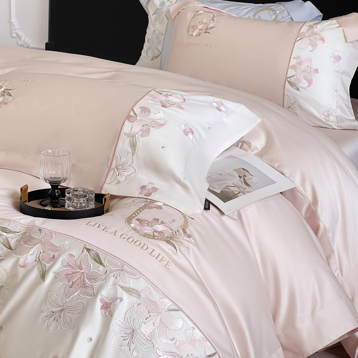 91家纺网 家纺一手货源 找家纺 （总） 2026新款特供款A类长绒棉纯棉四件套100全棉少女心刺绣被套床单床笠床上用品