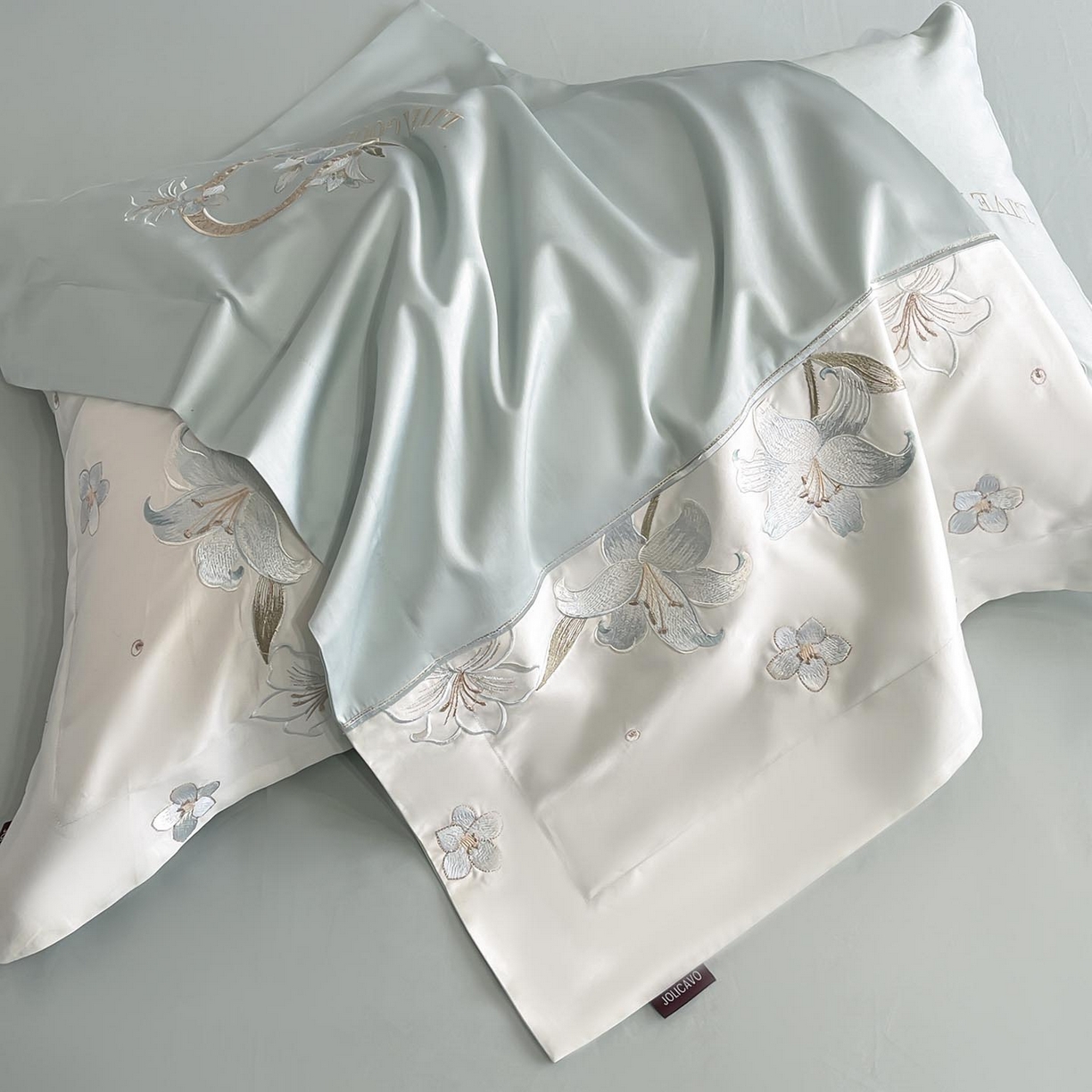 91家纺网 家纺一手货源 找家纺  2026新款特供款A类长绒棉纯棉四件套100全棉少女心刺绣被套床单床笠床上用品 花若梦-清绿