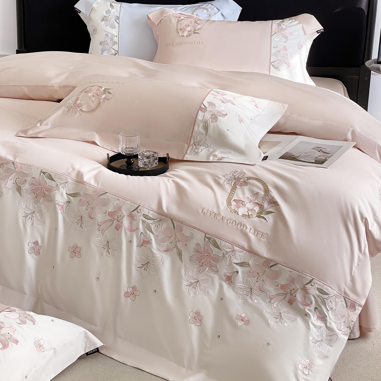 91家纺网 家纺一手货源 找家纺 （总） 2026新款特供款A类长绒棉纯棉四件套100全棉少女心刺绣被套床单床笠床上用品