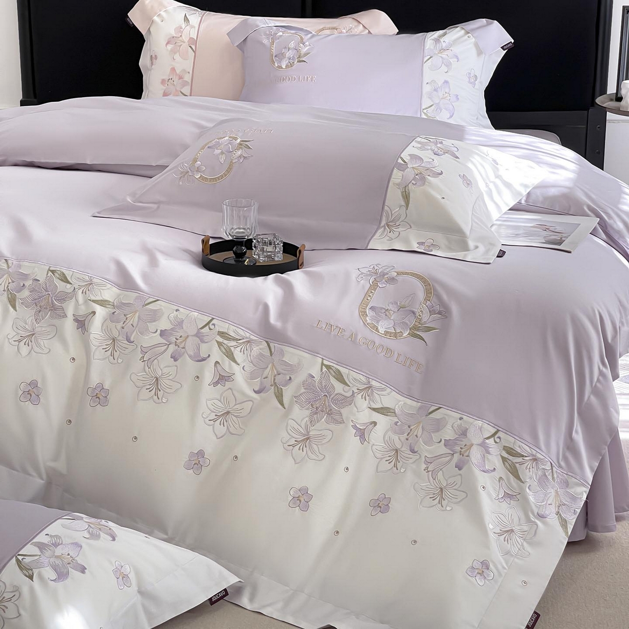 91家纺网 家纺一手货源 找家纺 （总） 2026新款特供款A类长绒棉纯棉四件套100全棉少女心刺绣被套床单床笠床上用品