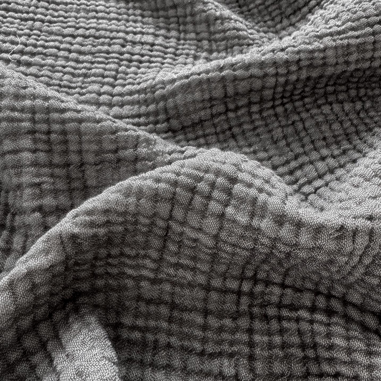 91家纺网 家纺一手货源 找家纺 帅露家纺 2026新款全棉四层纱多功能盖毯毛毯 气质灰