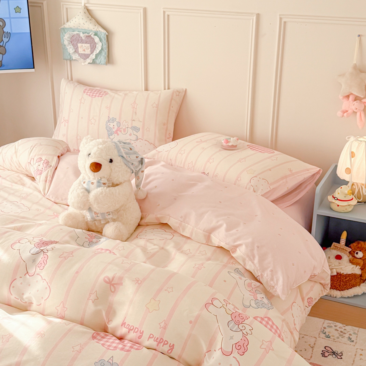 91家纺网 家纺一手货源 找家纺 （总）呗旺鹿 2026新款全棉纯棉40支12868星仔系列单被套被套单件单品被套