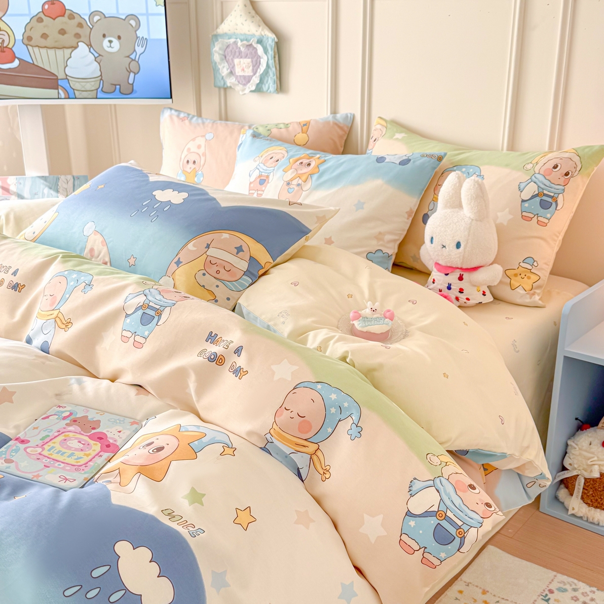 91家纺网 家纺一手货源 找家纺 （总）呗旺鹿 2026新款全棉纯棉40支12868星仔系列单被套被套单件单品被套