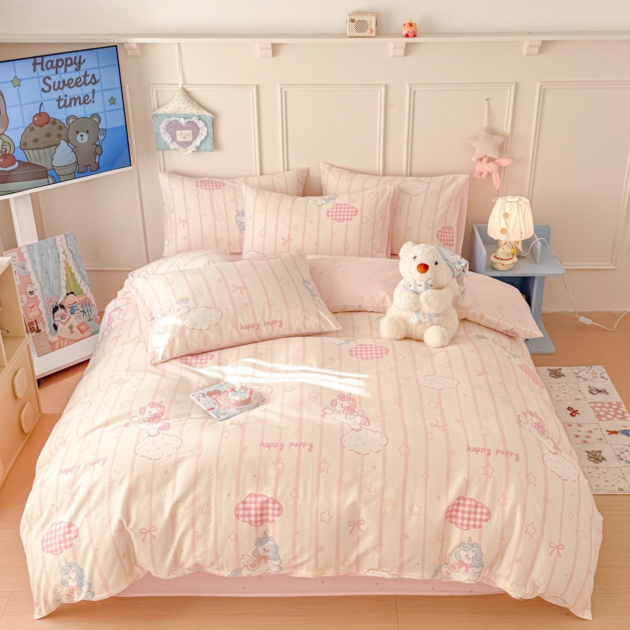 91家纺网 家纺一手货源 找家纺 （总）呗旺鹿 2026新款全棉纯棉40支12868星仔系列单被套被套单件单品被套