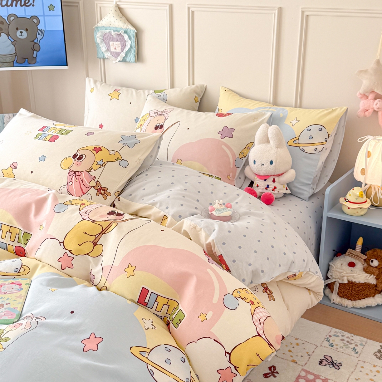 91家纺网 家纺一手货源 找家纺 （总）呗旺鹿 2026新款全棉纯棉40支12868星仔系列单被套被套单件单品被套