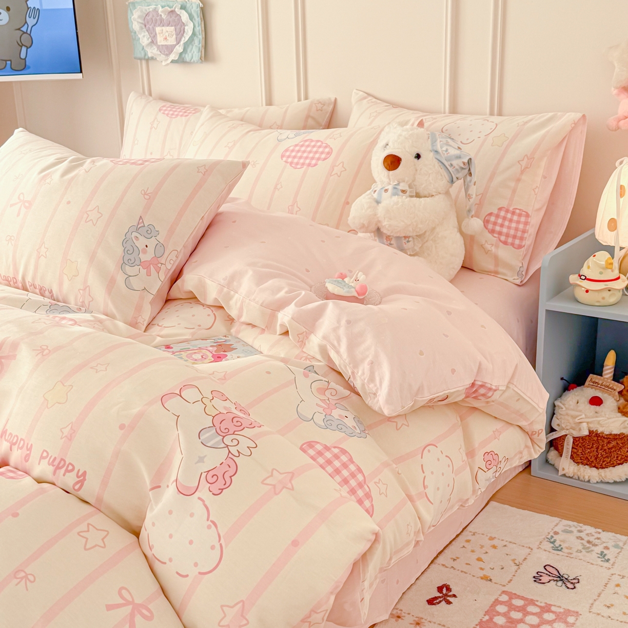 呗旺鹿 2026新款全棉纯棉40支12868星仔系列单被套被套单件单品被套 粉色独角兽