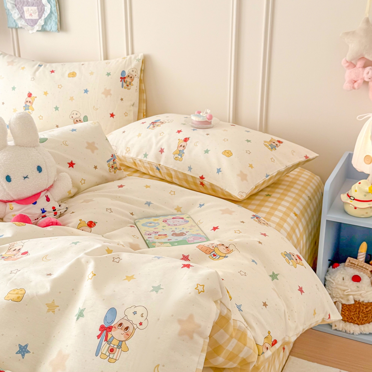 91家纺网 家纺一手货源 找家纺 呗旺鹿 2026新款全棉纯棉40支12868星仔系列单被套被套单件单品被套 快乐小星星