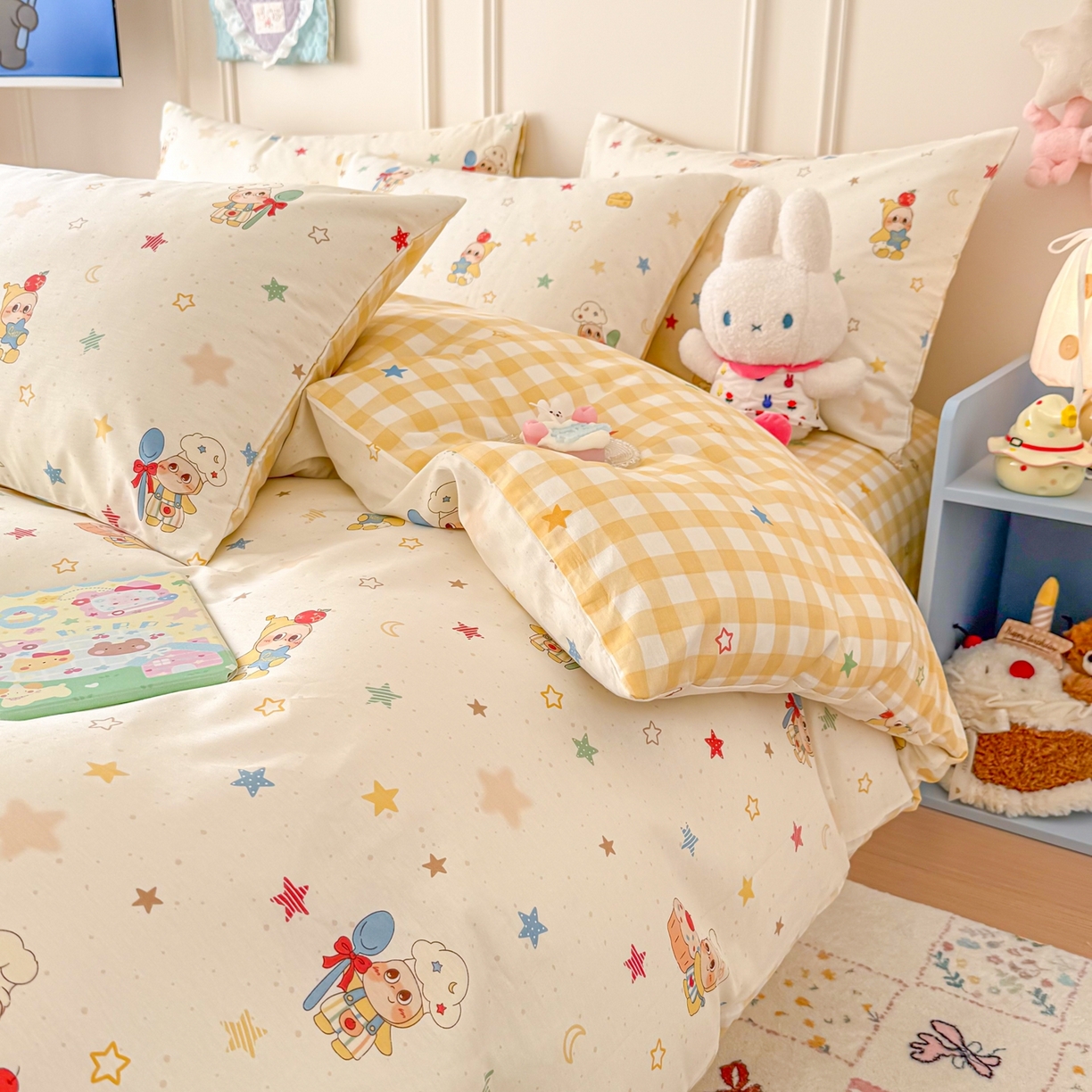 91家纺网 家纺一手货源 找家纺 呗旺鹿 2026新款全棉纯棉40支12868星仔系列单被套被套单件单品被套 快乐小星星