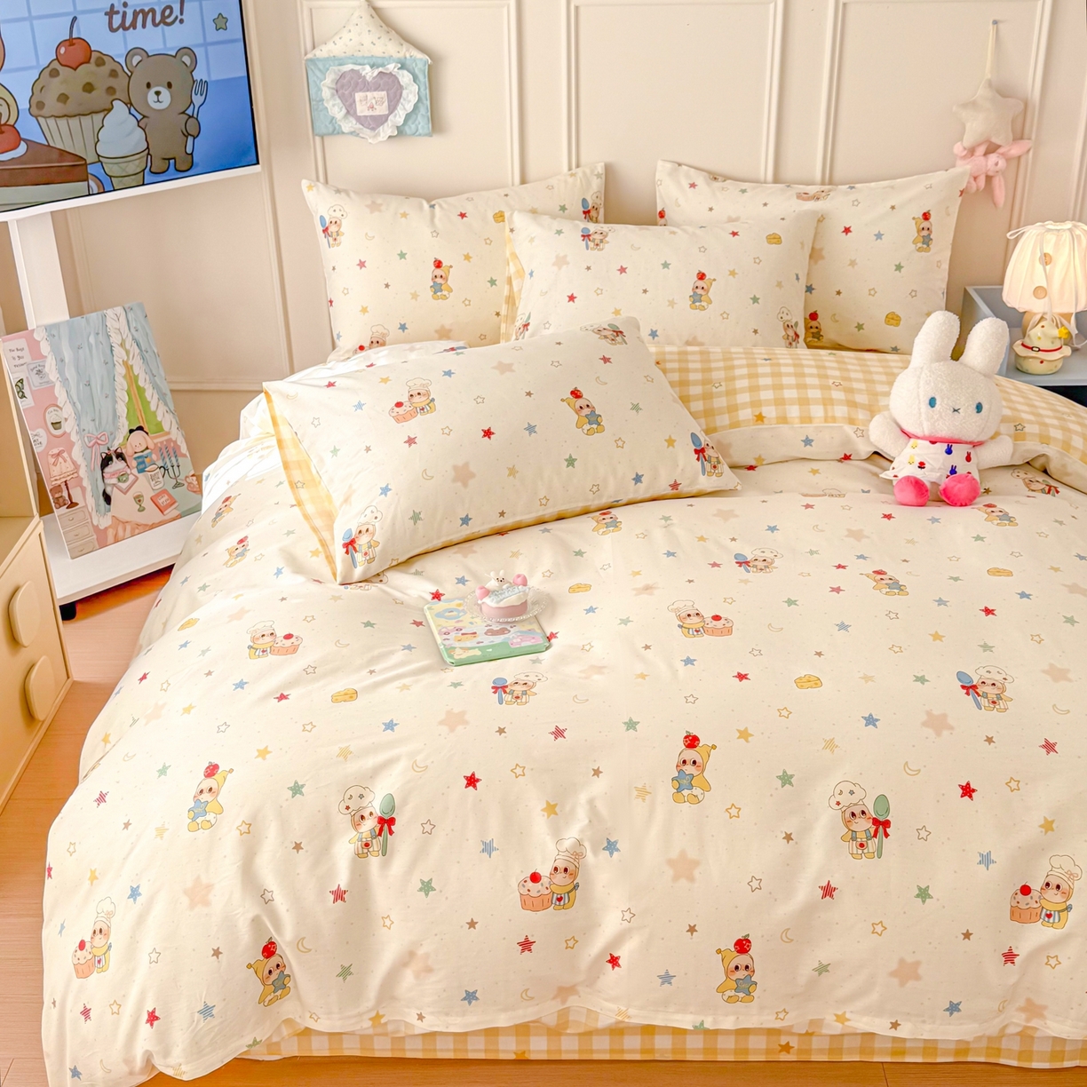 91家纺网 家纺一手货源 找家纺 呗旺鹿 2026新款全棉纯棉40支12868星仔系列单被套被套单件单品被套 快乐小星星