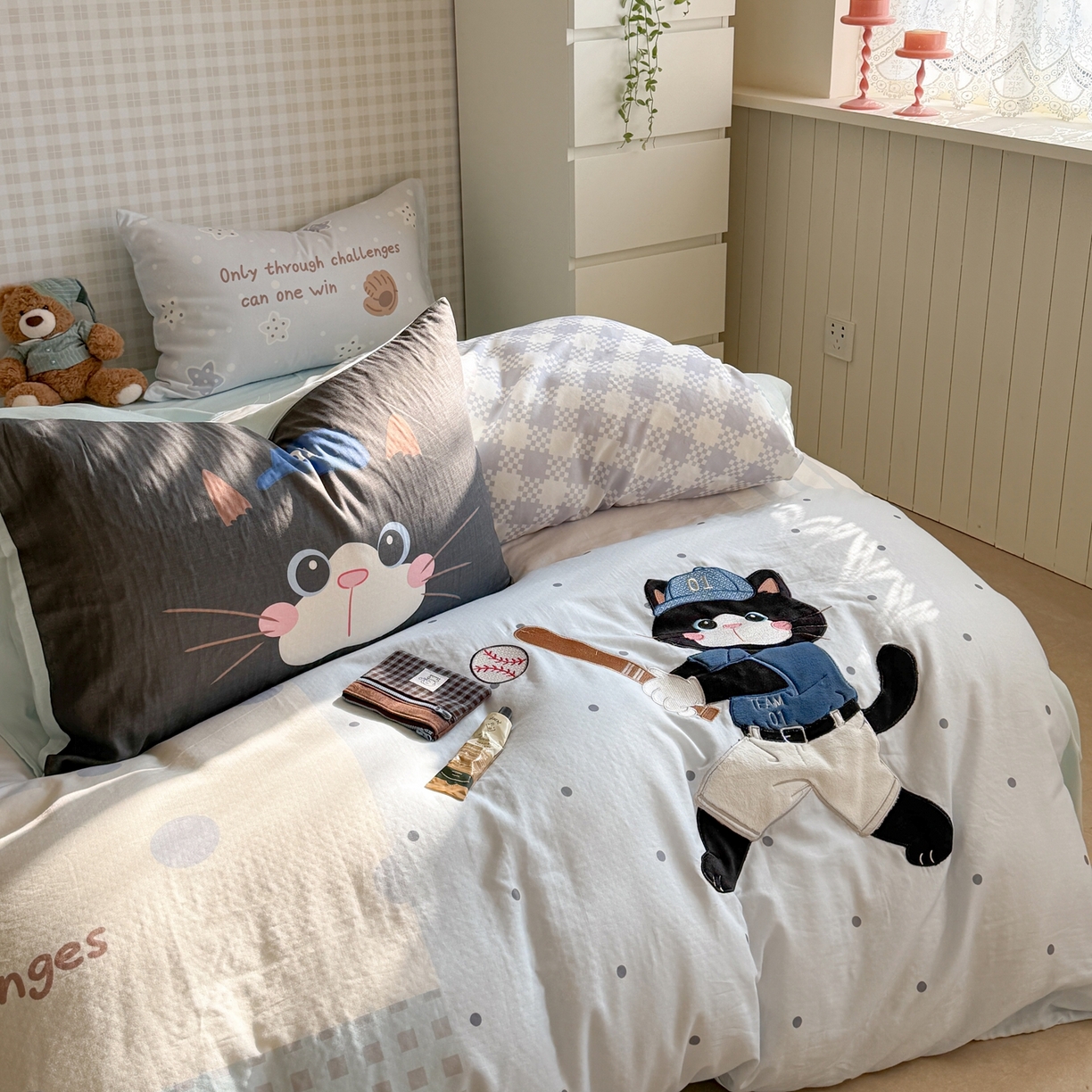 91家纺网 家纺一手货源 找家纺 （总）柚子YOUTH 2026春夏新款大版全棉纯棉双层纱贴布绣四件套