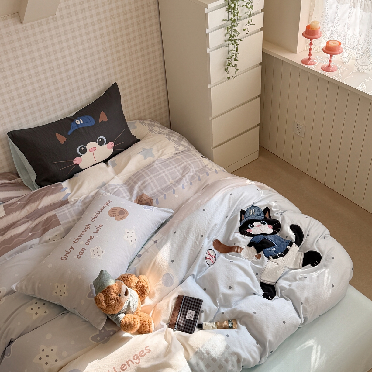 91家纺网 家纺一手货源 找家纺 （总）柚子YOUTH 2026春夏新款大版全棉纯棉双层纱贴布绣四件套