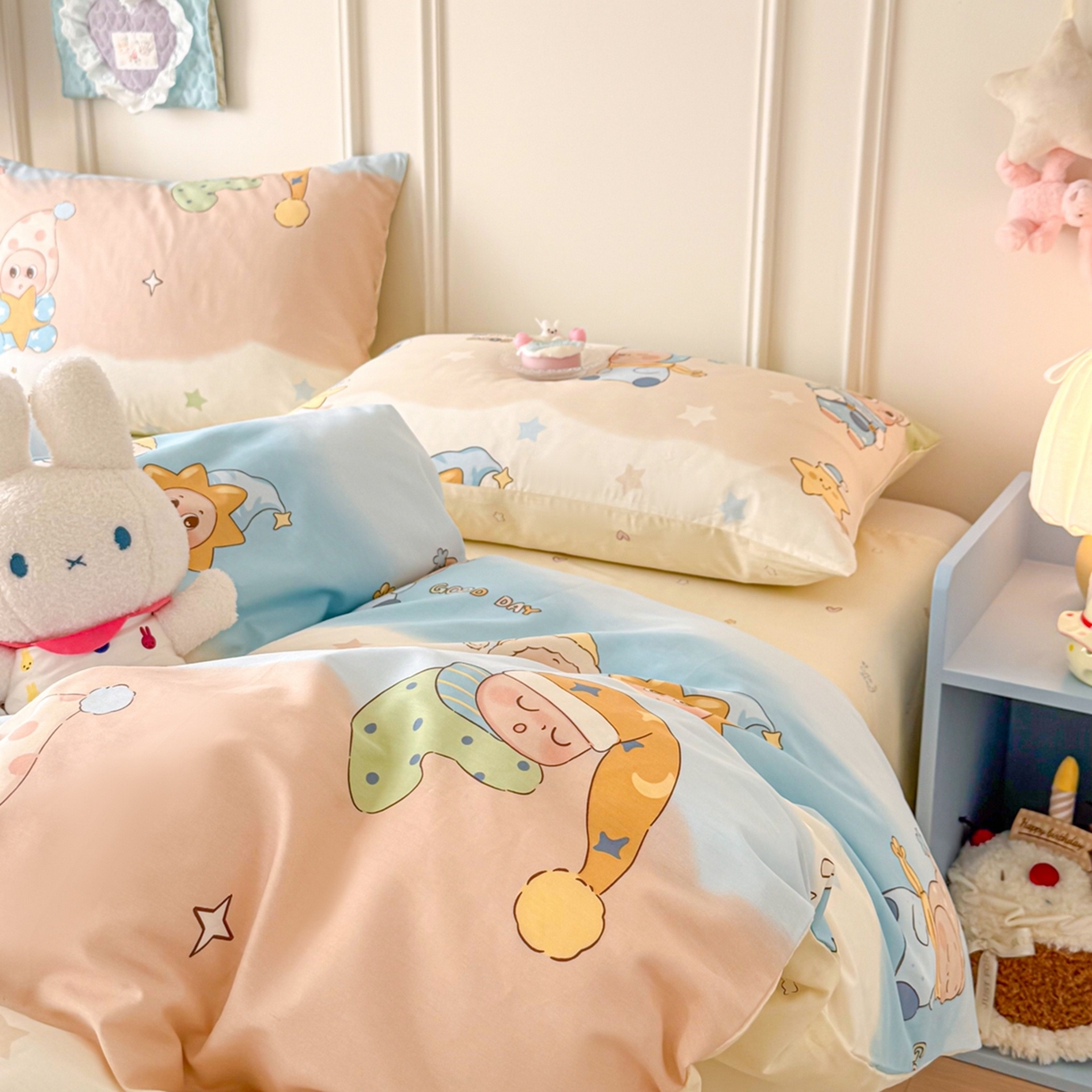 91家纺网 家纺一手货源 找家纺 呗旺鹿 2026新款全棉纯棉40支12868星仔系列单被套被套单件单品被套 星梦童话