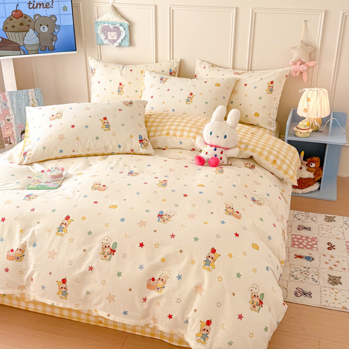 91家纺网 家纺一手货源 找家纺 呗旺鹿 2026新款全棉纯棉40支12868星仔系列单被套被套单件单品被套 快乐小星星